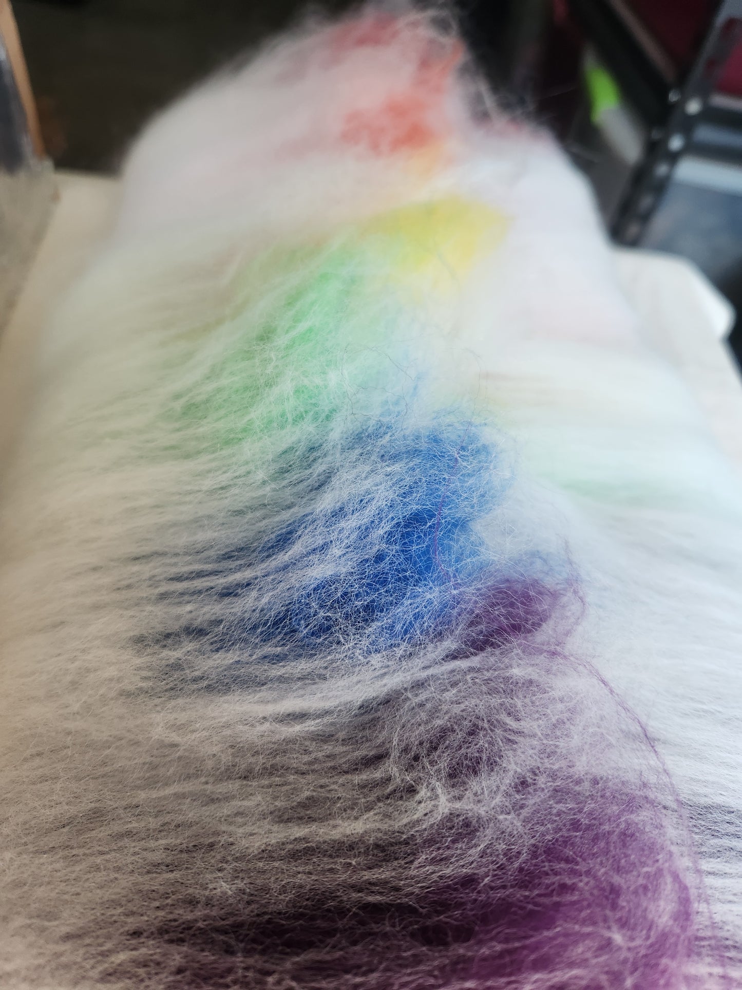 Slightly Cloudy with a Chance of Rainbows - Drum Carded Batt, 104g