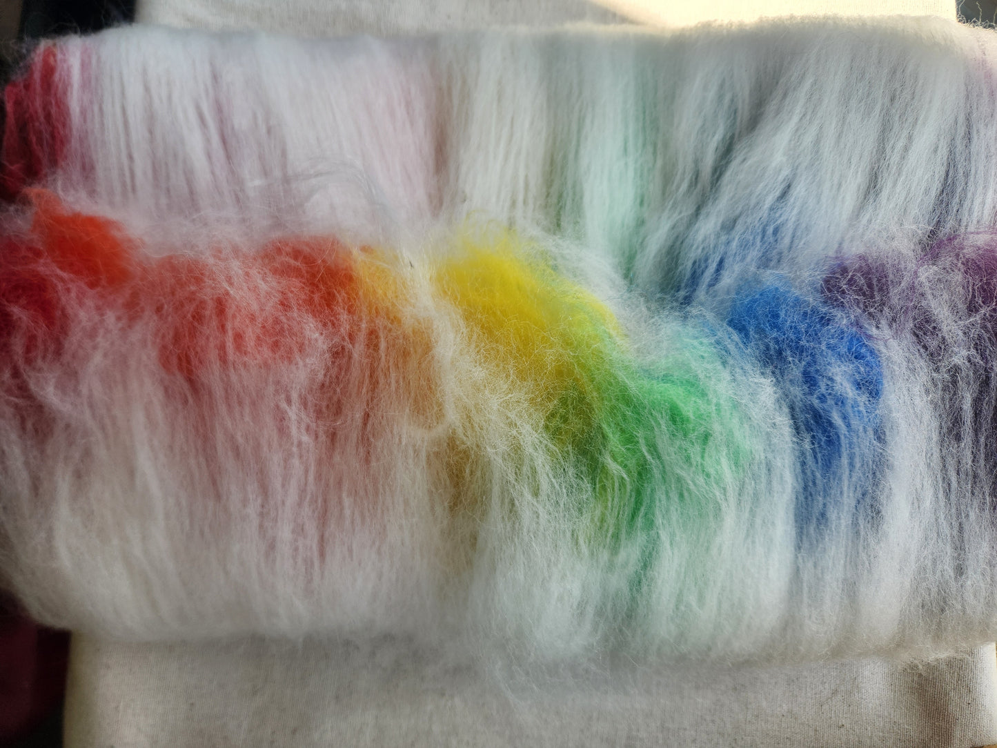 Slightly Cloudy with a Chance of Rainbows - Drum Carded Batt, 104g