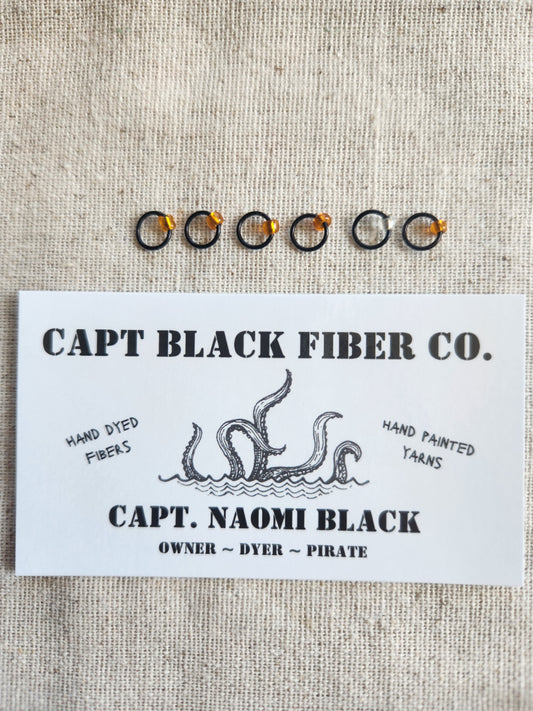 Black/Orange Stitch markers - small, set of 6